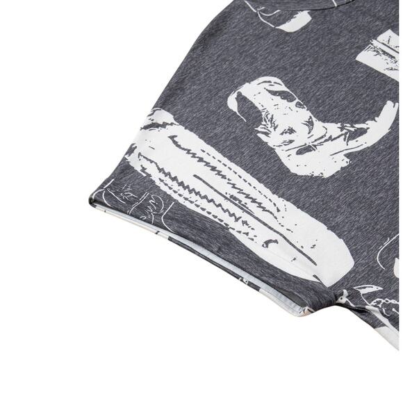 Gray Western Boots Print Crew Neck Short Sleeve Top Sizes: 1X  3X New - Picture 5 of 9